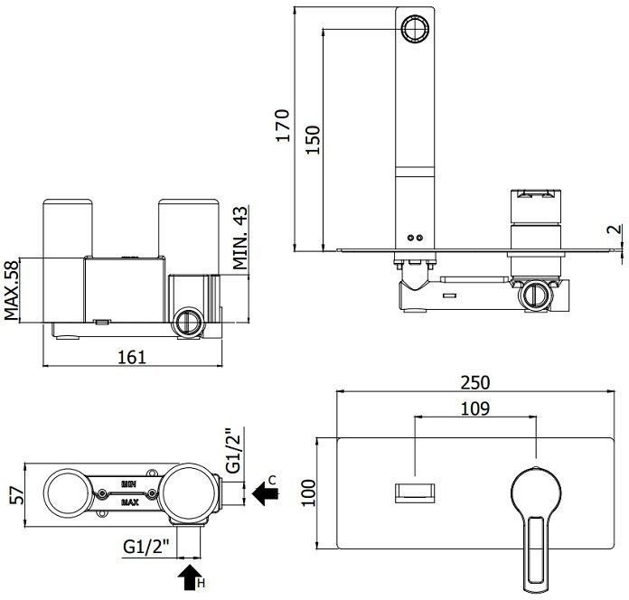 Смеситель для раковины Paffoni Ringo RIN104BO (с внутренней частью) Смеситель для раковины Paffoni Ringo RIN104BO (с внутренней частью)