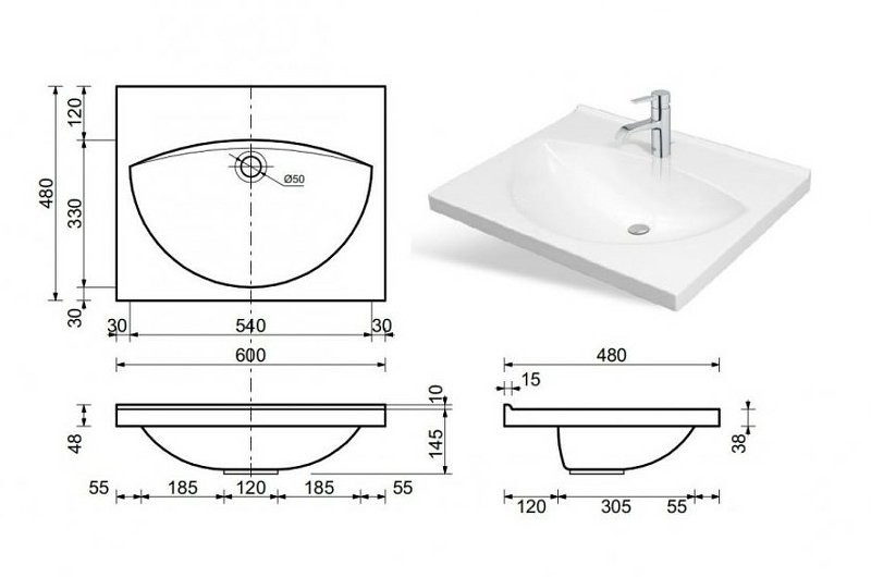 Раковина "Белла" 600х480 Раковина "Белла" 600х480