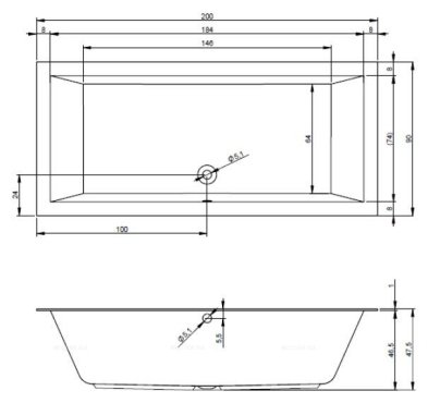 Акриловая ванна Riho Lugo  200x90 