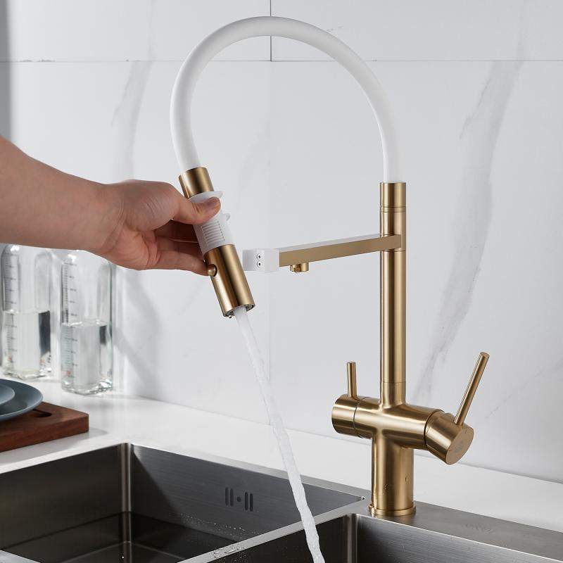 Смеситель для кухни с гибким изливом ROSE R958 R958G Смеситель для кухни с гибким изливом ROSE R958 R958G