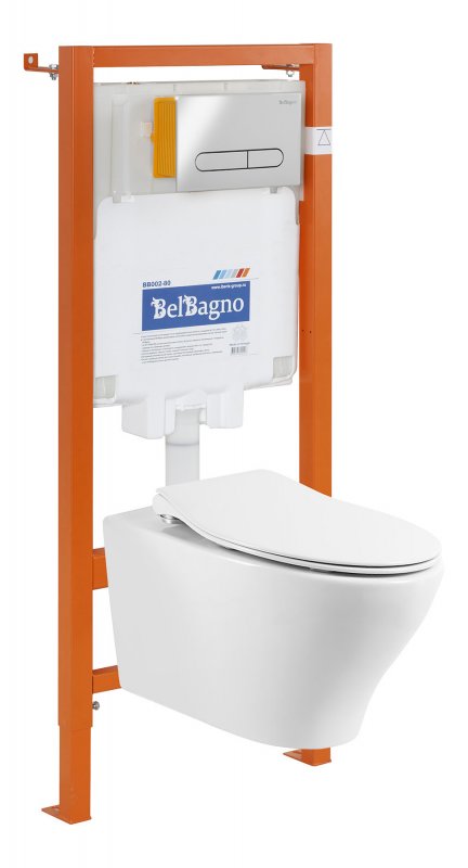 ACQUA Чаша унитаза подвесного безободкового BB340CHR ACQUA Чаша унитаза подвесного безободкового BB340CHR