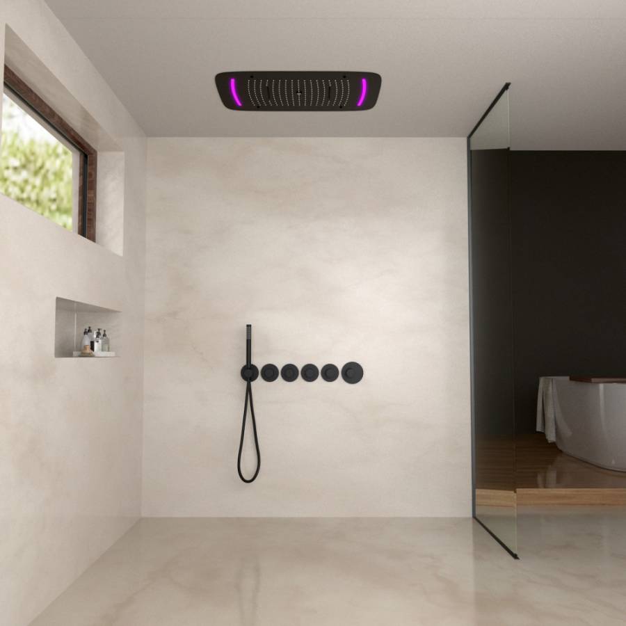 Душевая система Timo Saona SX-2319/03SM скрытого монтажа с термостатом, черный матовый Душевая система Timo Saona SX-2319/03SM скрытого монтажа с термостатом, черный матовый