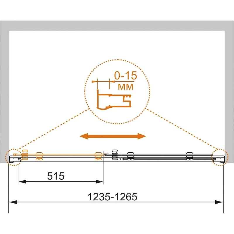 PRATICO-BF-1-125-C-Cr Душевая дверь PRATICO-BF-1-125-C-Cr Душевая дверь