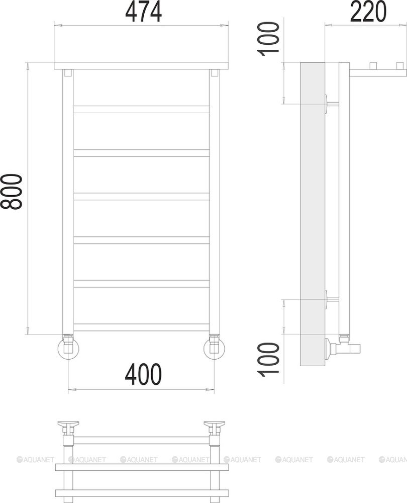 Полотенцесушитель Terminus Контур с/п П7 400х800 Полотенцесушитель Terminus Контур с/п П7 400х800
