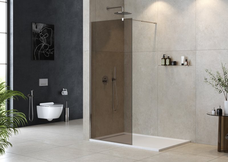 LIBERTA-L-1-25-GR-NERO Душевая перегородка, стекло графит, профиль чёрный, 246x1950 мм LIBERTA-L-1-25-GR-NERO Душевая перегородка, стекло графит, профиль чёрный, 246x1950 мм