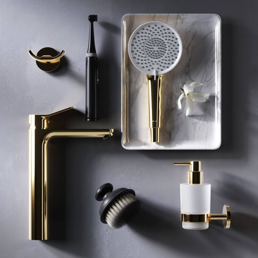 F85A92099 X-Joy, смеситель д/умывальника высокий, золото F85A92099 X-Joy, смеситель д/умывальника высокий, золото