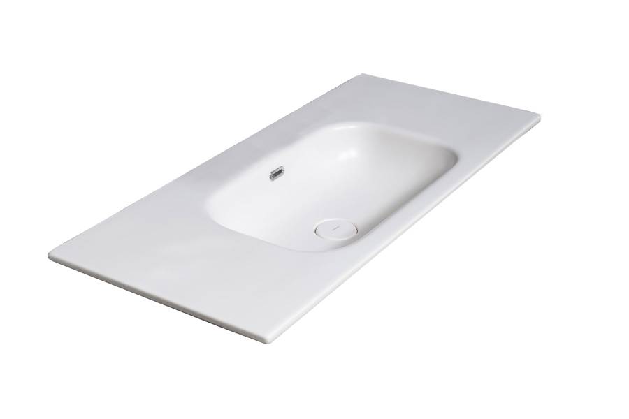 Столешница моноблок Vallessi 100 белая керамика без отверстия Столешница моноблок Vallessi 100 белая керамика без отверстия