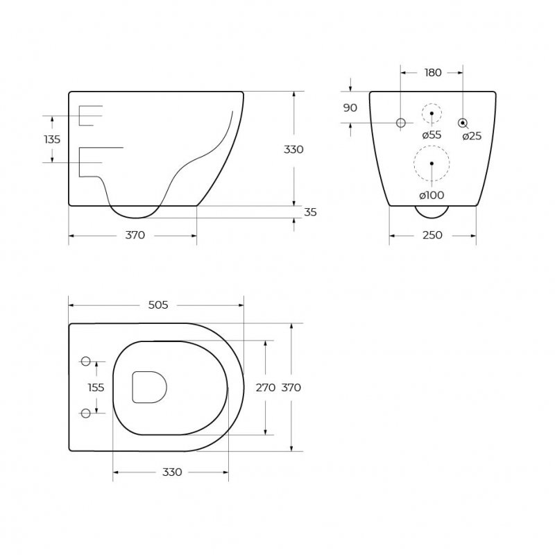 STYLUS Чаша подвесного унитаза безободкового, CZR-513-TH-R STYLUS Чаша подвесного унитаза безободкового, CZR-513-TH-R