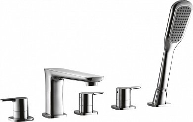 TESORO-F-BVD5-01 Смеситель на борт ванны, на 5 отверстий, с ручным выдвижным душем