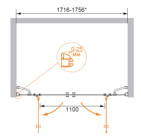 VERONA-W-B-22-240-P-Cr Душевая дверь VERONA-W-B-22-240-P-Cr Душевая дверь