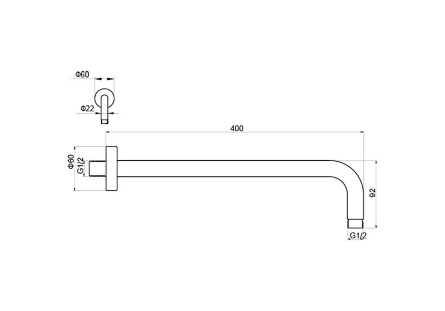 Держатель верхнего душа настенный 400 мм AQUATEK AQ2176CR  Держатель верхнего душа настенный 400 мм AQUATEK AQ2176CR