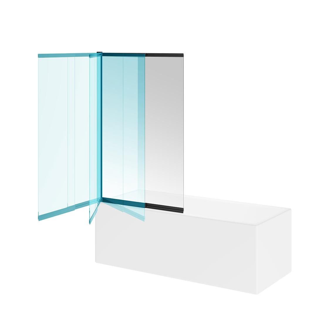 Шторка на ванну vetro, раздвижная, 100х150, матовый черный  Шторка на ванну vetro, раздвижная, 100х150, матовый черный