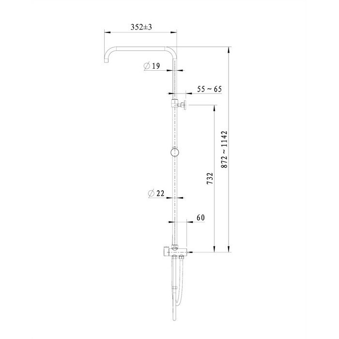 Универсальная душевая система наружного монтажа OMNIRES UN10042CR (хром) Универсальная душевая система наружного монтажа OMNIRES UN10042CR (хром)