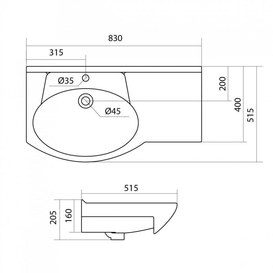 Раковина Santek Коралл 83 (крыло справа) Раковина Santek Коралл 83 (крыло справа)