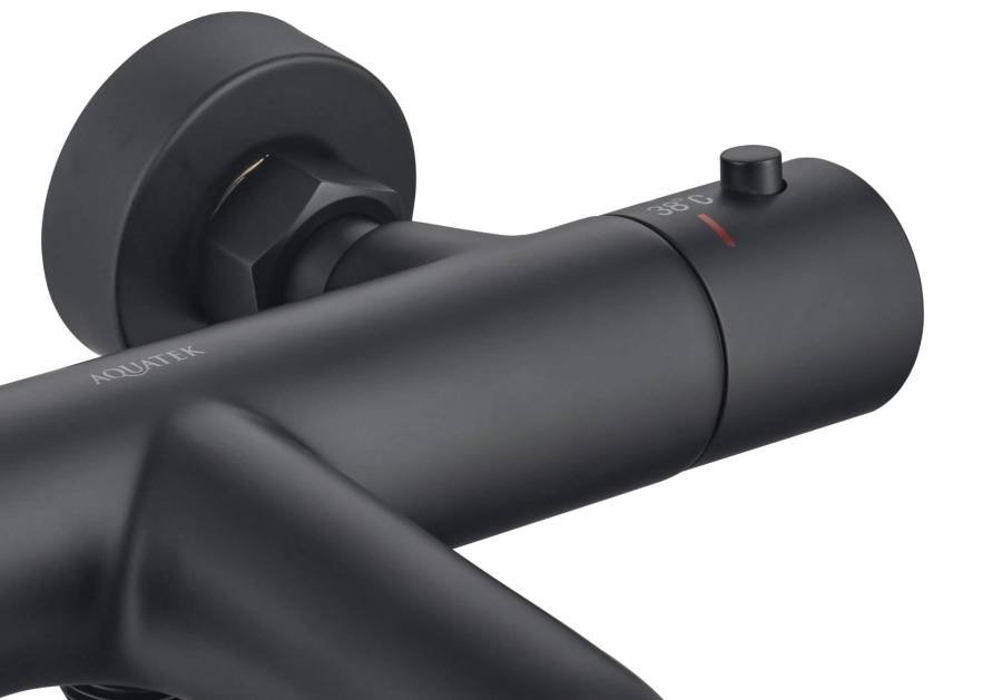 Термостатический смеситель для ванны AQUATEK, матовый черный AQ1043MB  Термостатический смеситель для ванны AQUATEK, матовый черный AQ1043MB