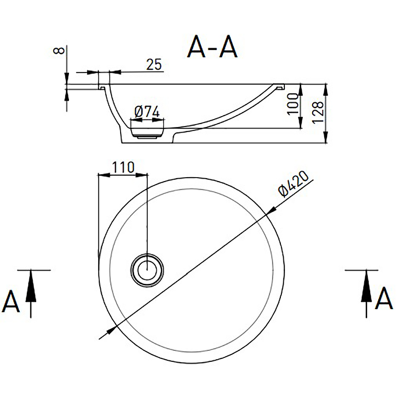 Раковина полувстраиваемая Salini Marea 08 1802208M
 Раковина полувстраиваемая Salini Marea 08 1802208M