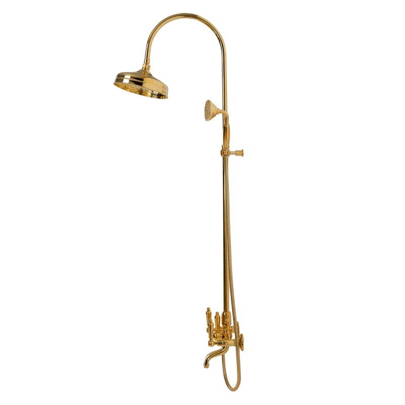 FIRST-CVD-03/24-M Душевая колонна со смесителем для ванны,верхнего и ручного душа,золото, ручки золото FIRST-CVD-03/24-M Душевая колонна со смесителем для ванны,верхнего и ручного душа,золото, ручки золото
