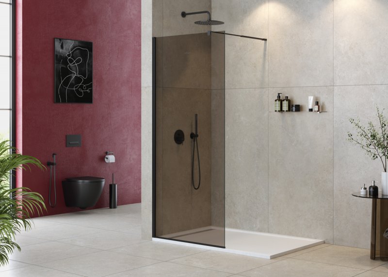 LIBERTA-L-1-25-GR-NERO Душевая перегородка, стекло графит, профиль чёрный, 246x1950 мм LIBERTA-L-1-25-GR-NERO Душевая перегородка, стекло графит, профиль чёрный, 246x1950 мм