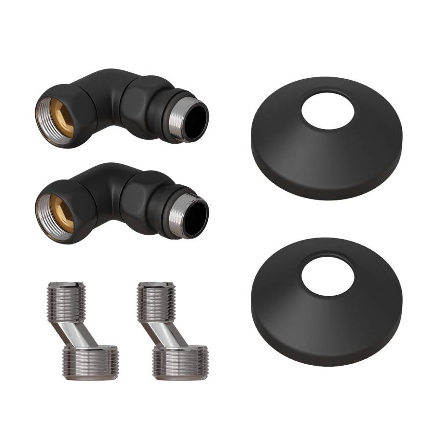 Комплект подключения для полотенцесушителя Point PN93412B 3/4 х 1/2 ГШ со сгоном, черный Комплект подключения для полотенцесушителя Point PN93412B 3/4 х 1/2 ГШ со сгоном, черный