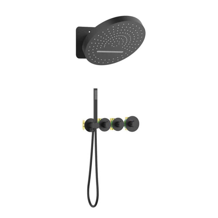 Душевая система Timo Saona SX-2329/03SM скрытого монтажа с термостатом, черная матовая Душевая система Timo Saona SX-2329/03SM скрытого монтажа с термостатом, черная матовая