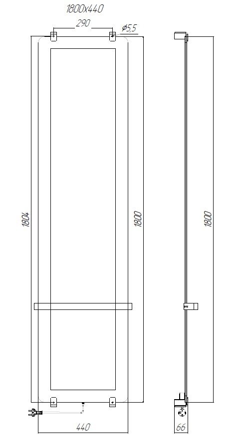 Полотенцесушитель электрический Allen Brau Infinity 180x44 с рейлингом и креплением, черный браш Полотенцесушитель электрический Allen Brau Infinity 180x44 с рейлингом и креплением, черный браш