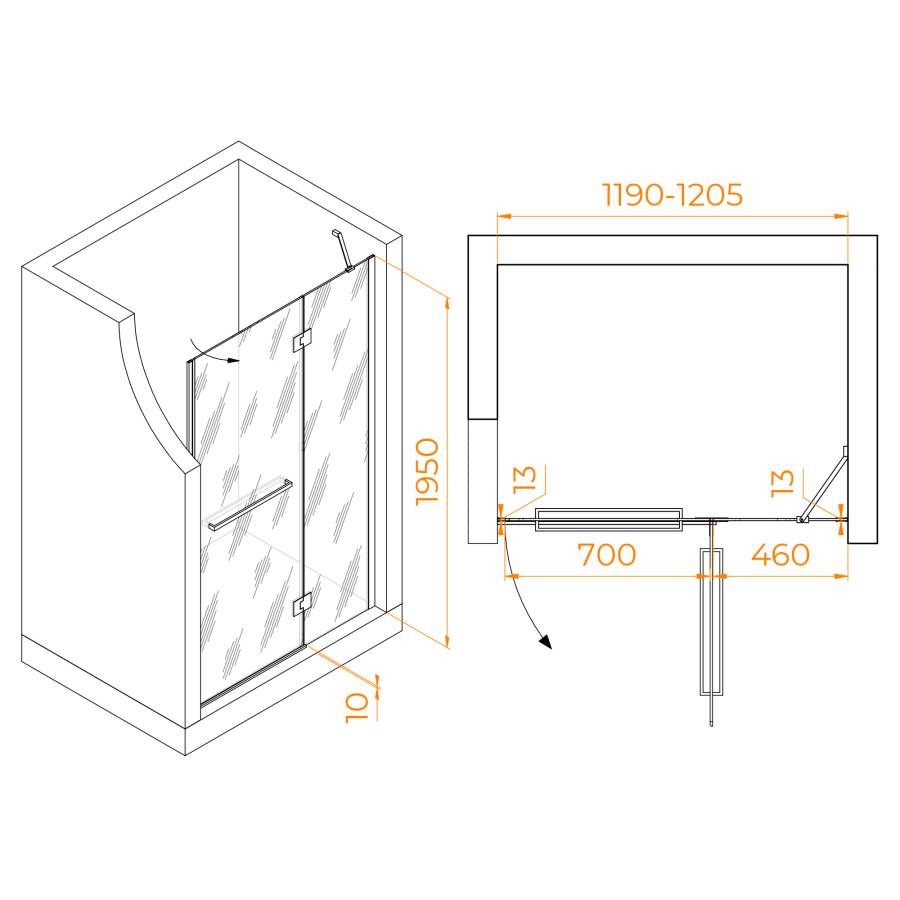 Душевая дверь 120*195 RGW HO-008 Хром/Прозрачное/8 мм (EasyClean) Душевая дверь 120*195 RGW HO-008 Хром/Прозрачное/8 мм (EasyClean)