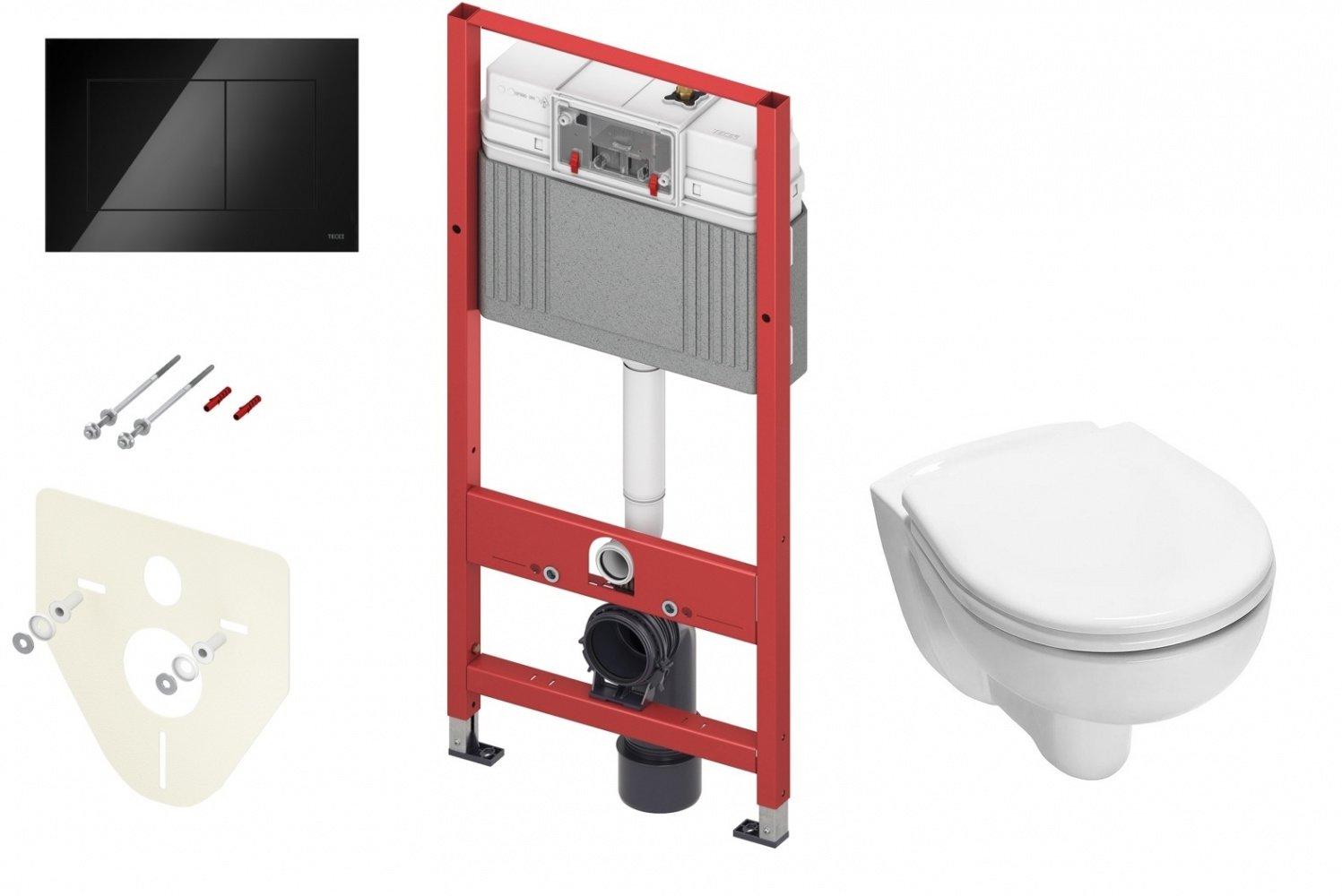 Комплект установки подвесного унитаза: модуль, панель TECEnow черная глянцевая, унитаз TECE V04 Комплект установки подвесного унитаза: модуль, панель TECEnow черная глянцевая, унитаз TECE V04
