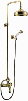 LIRA-M-CD-02 Душевая стойка со смесителем для верхнего и ручного душа, бронза