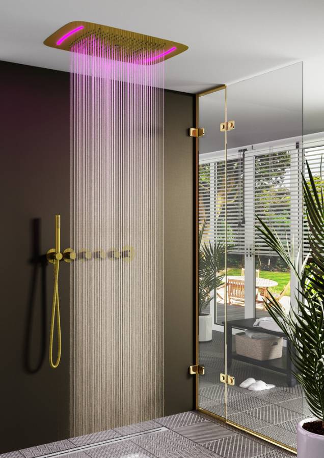 Душевая система Timo Saona SX-2319/17SM скрытого монтажа с термостатом, золото матовое Душевая система Timo Saona SX-2319/17SM скрытого монтажа с термостатом, золото матовое