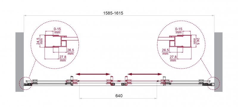 LUCE-BF-2-140-C-Cr Душевая дверь, Условный размер, мм:1400x1950 Габариты с диапазоном регулировок, мм:(1385-1415)  LUCE-BF-2-140-C-Cr Душевая дверь, Условный размер, мм:1400x1950 Габариты с диапазоном регулировок, мм:(1385-1415)