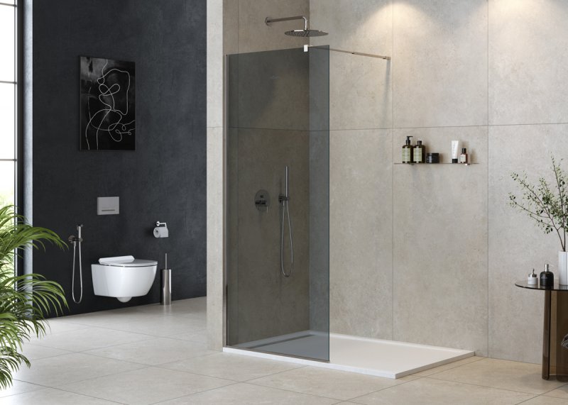 LIBERTA-L-1-25-GR-NERO Душевая перегородка, стекло графит, профиль чёрный, 246x1950 мм LIBERTA-L-1-25-GR-NERO Душевая перегородка, стекло графит, профиль чёрный, 246x1950 мм