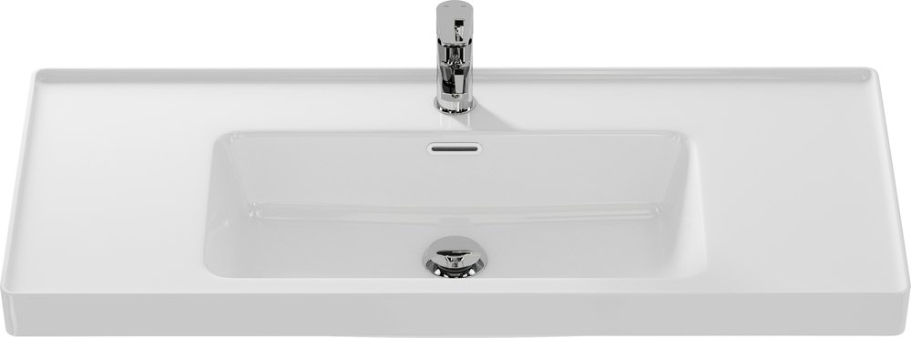 Прямоугольная тонкостенная мебельная раковина CREA с отверстием под смеситель, размером 100 см. Прямоугольная тонкостенная мебельная раковина CREA с отверстием под смеситель, размером 100 см.