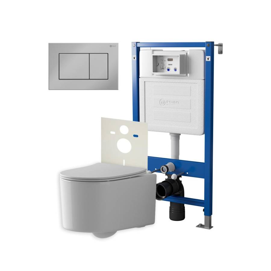 Сет: Система инсталляции Point Элемент для подвесного унитаза PN45120 + Клавиша смыва для инсталляции Point Ника, хром, PN44081C + Унитаз подвесной Point Веста безободковый, белый, сиденье дюропласт, микролифт, быстросъем. PN41701 Сет: Система инсталляции Point Элемент для подвесного унитаза PN45120 + Клавиша смыва для инсталляции Point Ника, хром, PN44081C + Унитаз подвесной Point Веста безободковый, белый, сиденье дюропласт, микролифт, быстросъем. PN41701