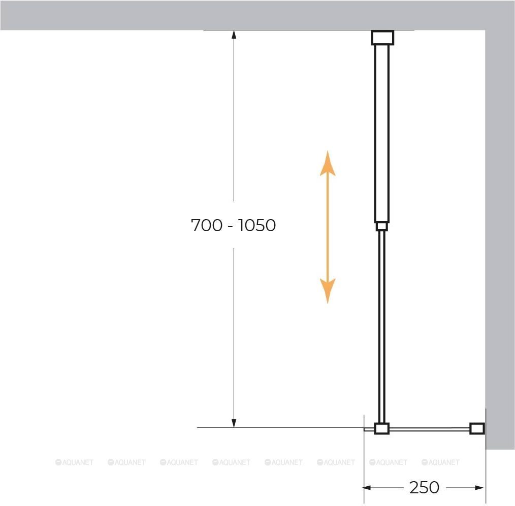 LIBERTA-L-1-25-GR-NERO Душевая перегородка, стекло графит, профиль чёрный, 246x1950 мм LIBERTA-L-1-25-GR-NERO Душевая перегородка, стекло графит, профиль чёрный, 246x1950 мм