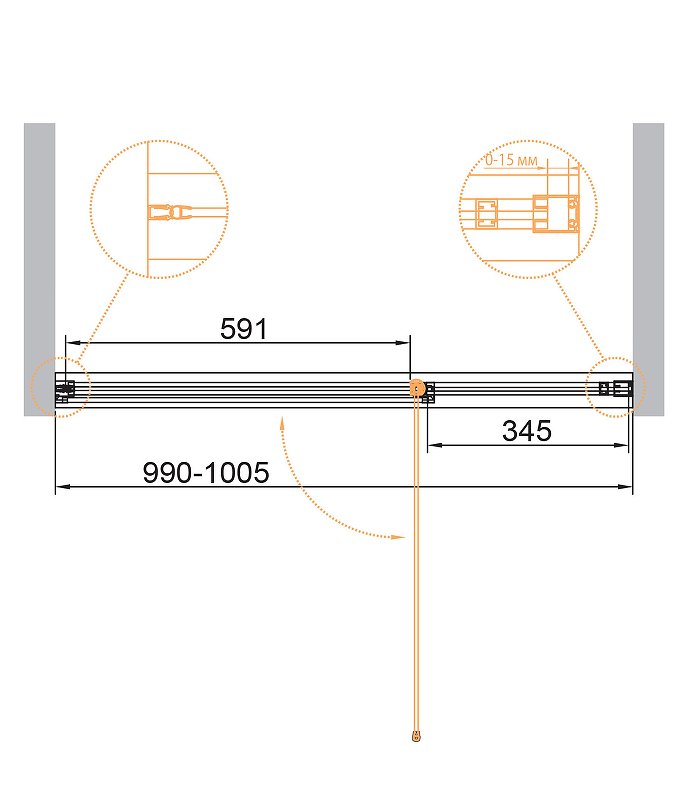 URBAN-B-12-100-C-CR Душевая дверь URBAN-B-12-100-C-CR Душевая дверь