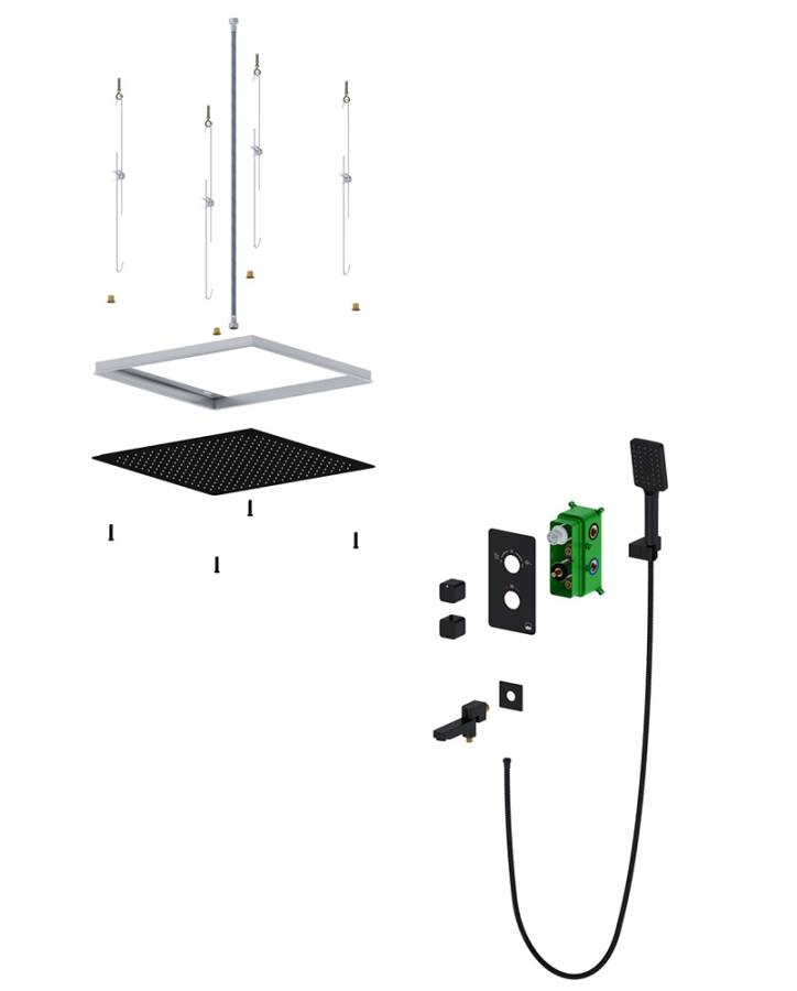 Душевая система Timo Petruma SX-5019/03SM скрытого монтажа с термостатом, черная матовая Душевая система Timo Petruma SX-5019/03SM скрытого монтажа с термостатом, черная матовая