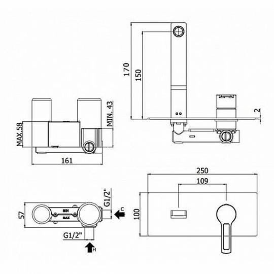Смеситель для раковины Paffoni Ringo RIN104BO (с внутренней частью) Смеситель для раковины Paffoni Ringo RIN104BO (с внутренней частью)