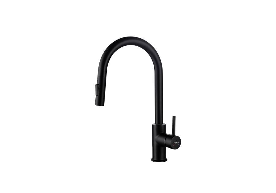 Смеситель для кухни с вытяжным изливом 2 jet AQUATEK, матовый черный AQ1384MB ЕВРОПА Смеситель для кухни с вытяжным изливом 2 jet AQUATEK, матовый черный AQ1384MB ЕВРОПА