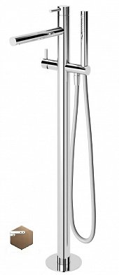 LEAF-VDP-L-PS Напольный смеситель для ванны и душа однорычажный в комплекте с ручным душем и шлангом, исполнение Sunset PVD