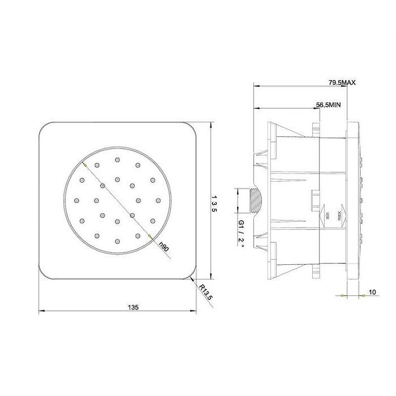 Форсунка боковая скрытого монтажа OMNIRES (хром) S28CR Форсунка боковая скрытого монтажа OMNIRES (хром) S28CR