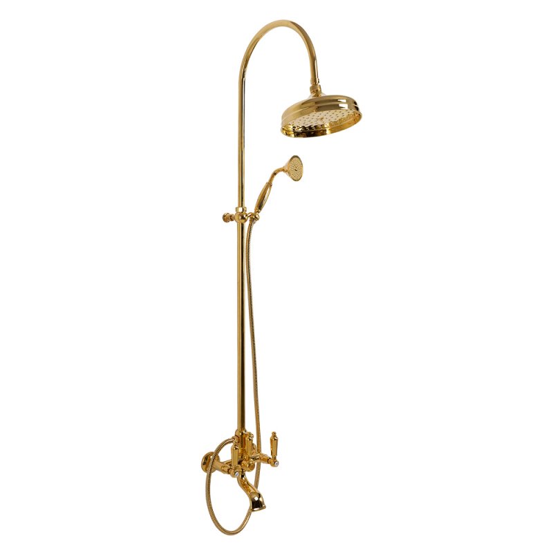 FIRST-CVD-03/24-M Душевая колонна со смесителем для ванны,верхнего и ручного душа,золото, ручки золото FIRST-CVD-03/24-M Душевая колонна со смесителем для ванны,верхнего и ручного душа,золото, ручки золото