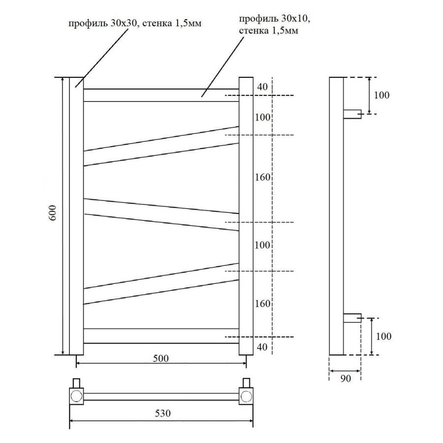 Полотенцесушитель электрический Point Феникс PN15156WE П5 500x600 левый/правый, белый Полотенцесушитель электрический Point Феникс PN15156WE П5 500x600 левый/правый, белый
