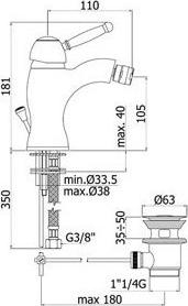 Смеситель для биде Paffoni Giorgia GI135GF Смеситель для биде Paffoni Giorgia GI135GF