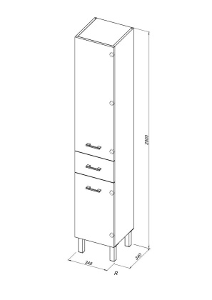 Шкаф-пенал для ванной Aquanet Верона 35 белый (напольный)