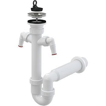 Сифон трубчатый с нержавеющей peшeткой DN70 и двумя штуцерами