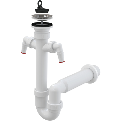 Сифон трубчатый с нержавеющей peшeткой DN70 и двумя штуцерами