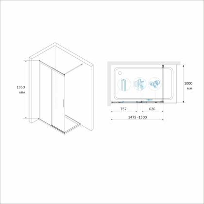 Душевая перегородка RGW Walk In WA-13B 150 34101315-14 профиль Черный стекло прозрачное