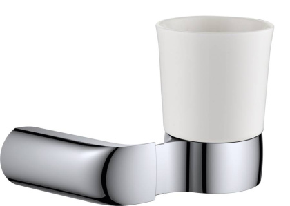 Подстаканник одинарный RUSH Flores, 11х14х11 см, хром и белый, FL08310