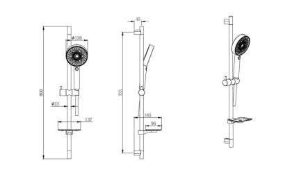 Душевой гарнитур 3jet 73см AQUATEK AQ2031CR 