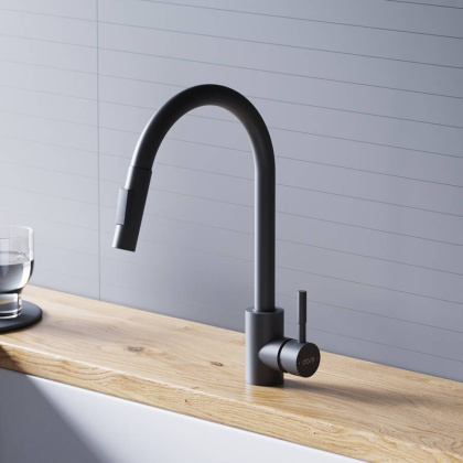 D3007522 Logic Кухонный смеситель  с вытягивающимся изливом, черный